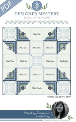 Finishing Pattern For 2022 Designer Mystery Block Of The Month Downloadable PDF Quilt PatternFat Quarter Shop Block Of The Month Program
