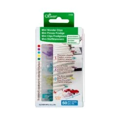 Clover 50 Piece Assorted Colors Mini Wonder ClipsClover #3189 -Quilt Muse Shop 3189 miniwonderclipsassortedcolors package