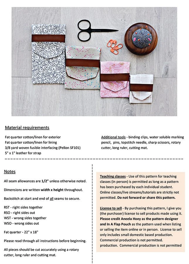 In A Flap Pouch Downloadable PDF Sewing PatternAneela Hoey 4 In A Flap Pouch Downloadable PDF Sewing PatternAneela Hoey - Image 2