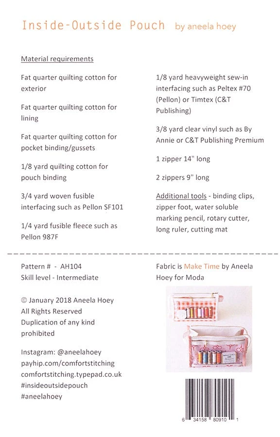 Inside Outside Pouch Sewing PatternAneela Hoey #AH-104 4 Inside Outside Pouch Sewing PatternAneela Hoey #AH-104 - Image 2