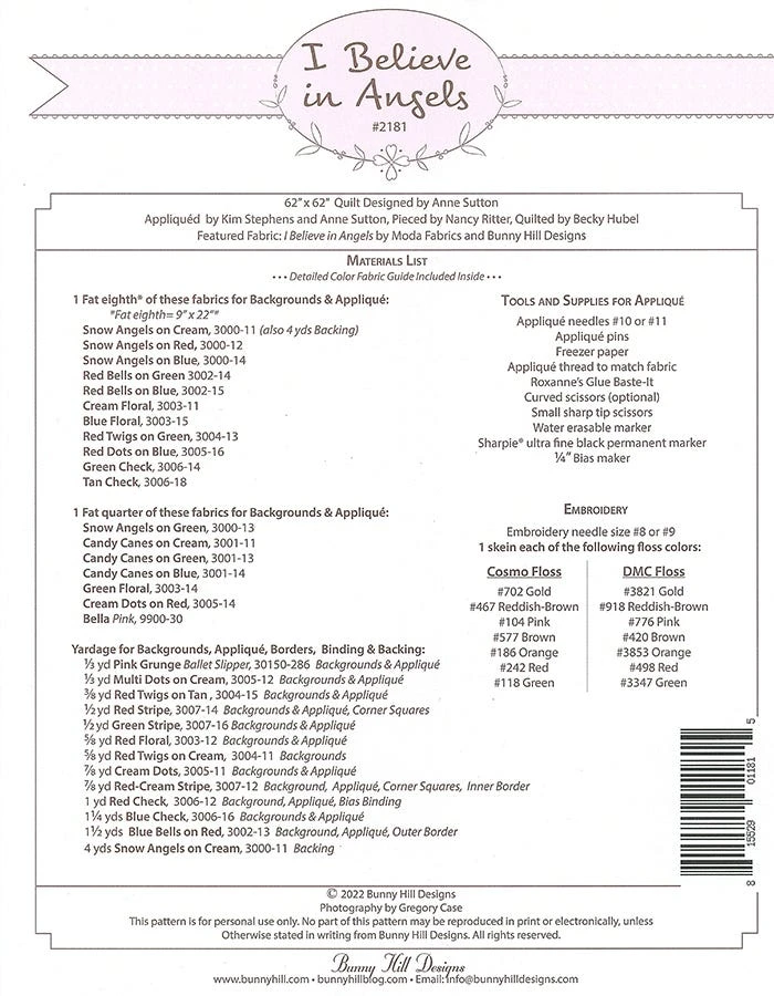 I Believe In Angels Block Of The Month Quilt PatternBunny Hill Designs #BHD-2181 4 I Believe In Angels Block Of The Month Quilt PatternBunny Hill Designs #BHD-2181 - Image 2