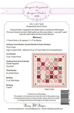 Sugar Crystals Or Sugar Cubes Quilt PatternBunny Hill Designs #BHD-2189 -Quilt Muse Shop bhd 2189 requirements