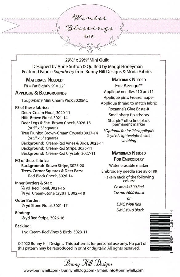 Winter Blessings Quilt PatternBunny Hill Designs #BHD-2191 4 Winter Blessings Quilt PatternBunny Hill Designs #BHD-2191 - Image 2