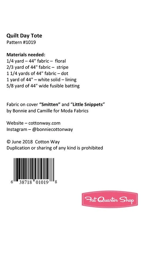 Quilt Day Tote Downloadable PDF Sewing PatternCotton Way 4 Quilt Day Tote Downloadable PDF Sewing PatternCotton Way - Image 2