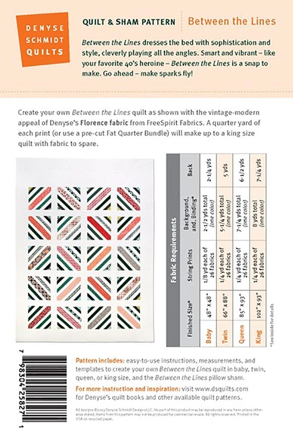 Between The Lines Quilt PatternDenyse Schmidt Quilts #DSQ009 4 Between The Lines Quilt PatternDenyse Schmidt Quilts #DSQ009 - Image 2