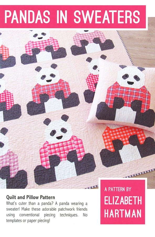 Pandas In Sweaters Quilt PatternElizabeth Hartman #EH-064 3 Pandas In Sweaters Quilt PatternElizabeth Hartman #EH-064