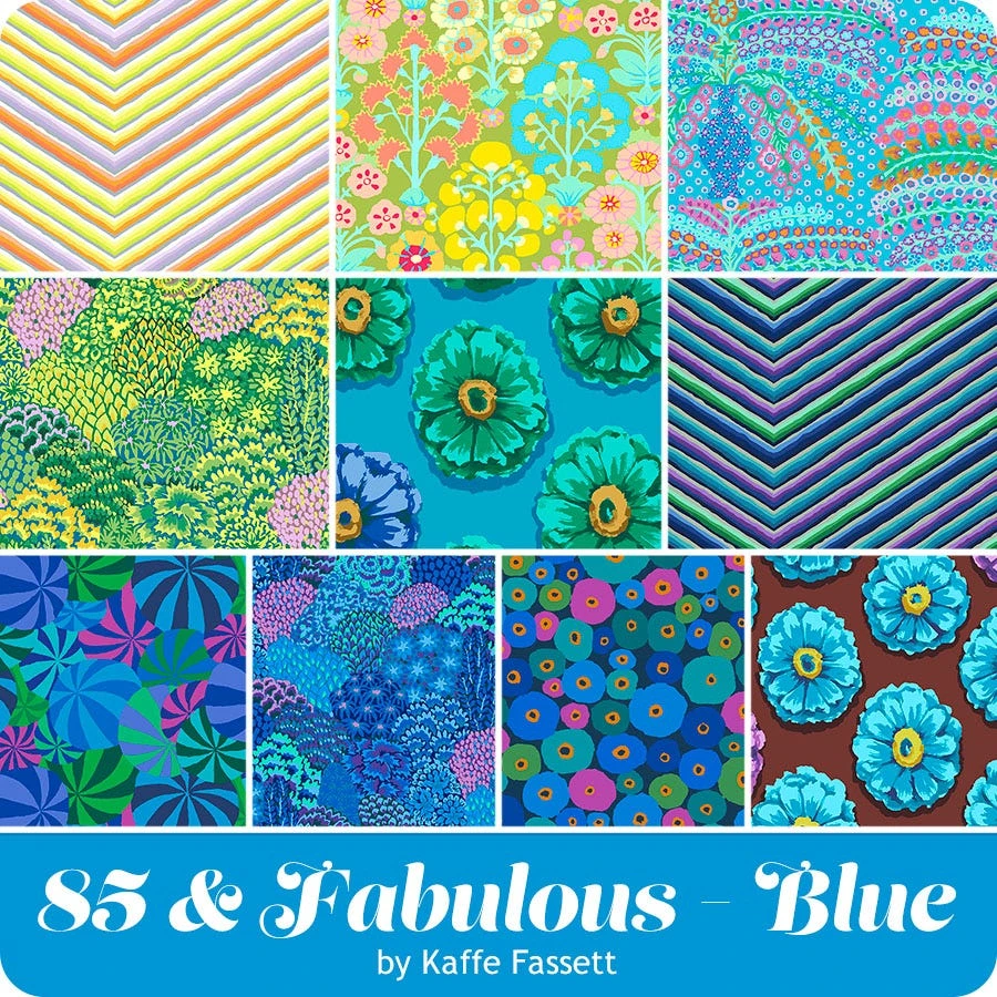 Blue 85 & Fabulous Half Yard BundleKaffe Fassett For Free Spirit Fabrics 7 Blue 85 & Fabulous Half Yard BundleKaffe Fassett For Free Spirit Fabrics - Image 5