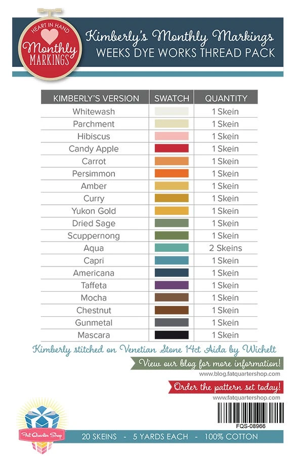 Kimberly’s Monthly Markings Weeks Dye Works Thread PackWeeks Dye Works 4 Kimberly’s Monthly Markings Weeks Dye Works Thread PackWeeks Dye Works - Image 2