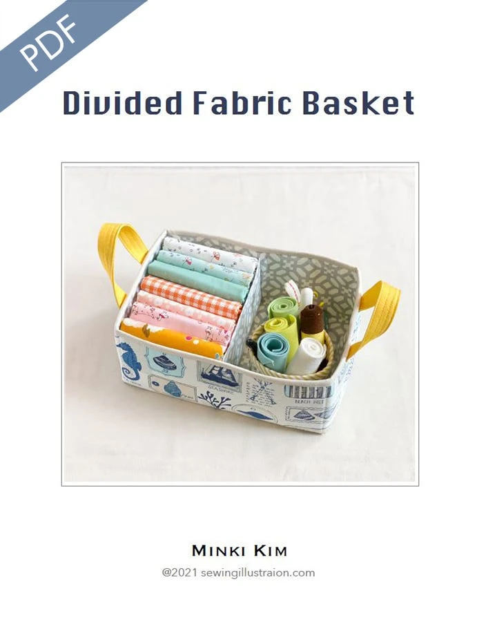Divided Fabric Basket Downloadable PDF Sewing PatternMinki Kim 3 Divided Fabric Basket Downloadable PDF Sewing PatternMinki Kim