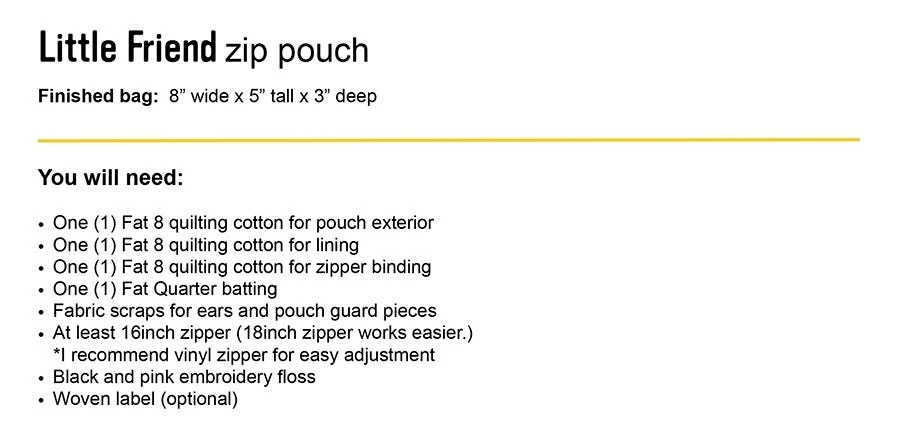Little Friend Zip Pouch Downloadable PDF Sewing PatternMinki Kim 4 Little Friend Zip Pouch Downloadable PDF Sewing PatternMinki Kim - Image 2