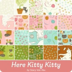 Here Kitty Kitty 5" Dessert RollStacy Iest Hsu For Moda Fabrics -Quilt Muse Shop moda herekittykitty ydg 900 6