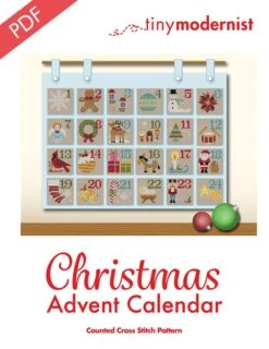 Christmas Advent Calendar Downloadable PDF Cross Stitch PatternTiny Modernist