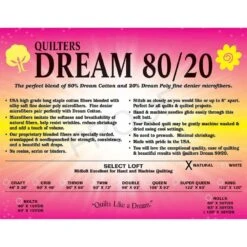 Natural Dream 80/20 Queen Quilt BattingQuilter's Dream #ENQ -Quilt Muse Shop quiltersdream 8020 natural temp