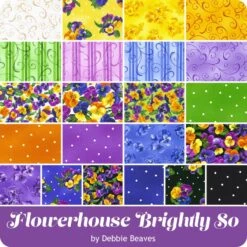 Flowerhouse Brightly So Charm PackDebbie Beaves For Robert Kaufman Fabrics -Quilt Muse Shop rk flowerhousebrightlyso ydg 900 2 1