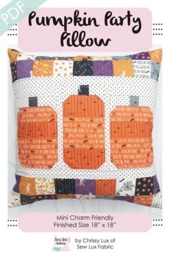 Pumpkin Party Pillow Downloadable PDF Sewing PatternSew Lux Fabric