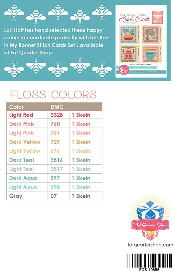 Lori Holt Bee In My Bonnet Stitch Cards Set L DMC Thread PackDMC 4 Lori Holt Bee In My Bonnet Stitch Cards Set L DMC Thread PackDMC - Image 2