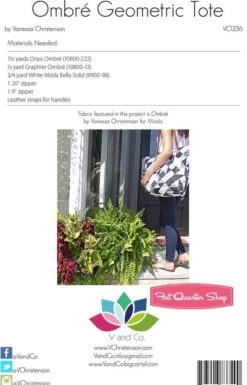 Ombre Geometric Tote Downloadable PDF PatternV And Co. 5 Ombre Geometric Tote Downloadable PDF PatternV And Co. -Quilt Muse Shop vc geometrictote back